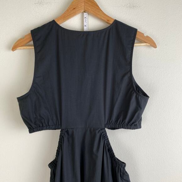 RAILS Rizo Midi Dress Size S Black Cutout Poplin Sustainable Minimalist Neutral - Picture 11 of 16